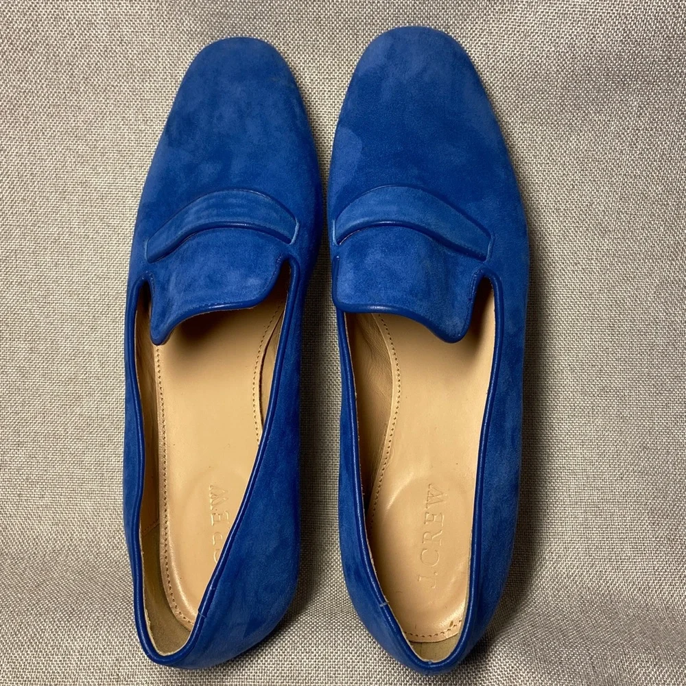 Women's Suede Penny Loafers in Royal Blue. Size 7